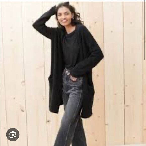 Jenni Kayne Sweaters - Jenni Kayne Merino Wool Yak Blend Black Cardigan Sweater Coat Open Front Size XS